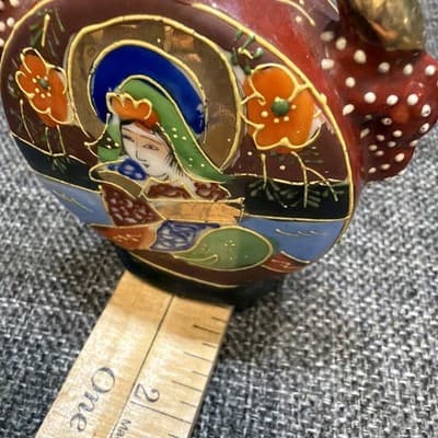 Satsuma Moriage Geisha Girl Handpainted Mini Bud Vase 1940 Occupied Japan VTG - Thumbnail 10