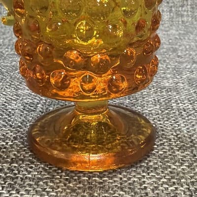 Vtg Kanawha Glass Amberina Hobnail 3 3/4” Glass Mini Footed Pitcher Creamer - Thumbnail 2