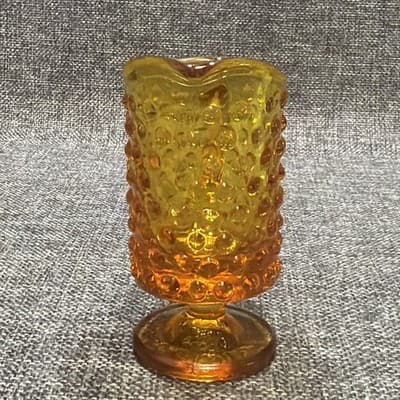 Vtg Kanawha Glass Amberina Hobnail 3 3/4” Glass Mini Footed Pitcher Creamer - Thumbnail 4