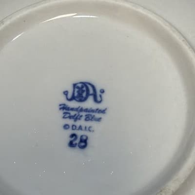Vtg Delft Blue Hand Painted Windmill Floral Demitasse Coffee Tea Cup Saucer Sm. - Thumbnail 9