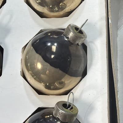 25 Vintage 1.75 Inch Glass Christmas Ornaments Rauch USA Champagne Gold Smoke - Thumbnail 7