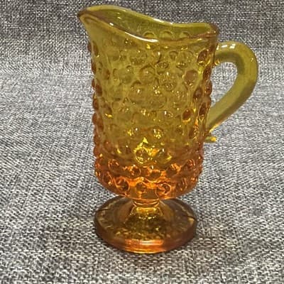 Vtg Kanawha Glass Amberina Hobnail 3 3/4” Glass Mini Footed Pitcher Creamer - Thumbnail 5