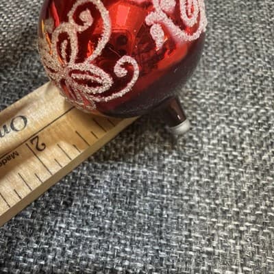 Lot 20 Vintage Glass Glitter Christmas Balls Ornaments 1 1/2" Box Red White Gold - Thumbnail 7