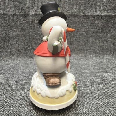 Vintage 1960 Taiwan Bisque Musical Frosty The Snowman Rotating Christmas Song - Thumbnail 2