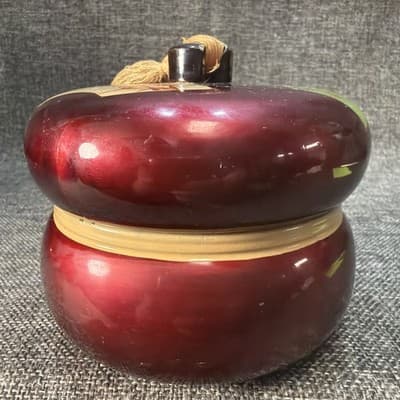 Vintage Japanese Lacquerware Tea Caddy Lidded Storage Jar Red Tassel Japan - Thumbnail 5