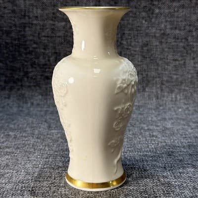 Lenox Ming Cherry Blossom Bud Vase Ivory Porcelain 24 Karat Gold Trim Floral 6” - Thumbnail 5