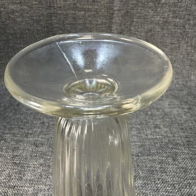 Vintage Parfait Ice Cream Sundae Footed Heavy Glass Clear Ribbed 7" Tall - Thumbnail 7