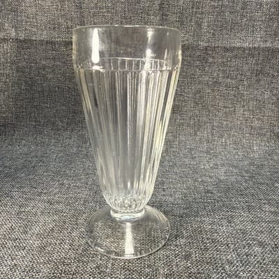 Vintage Parfait Ice Cream Sundae Footed Heavy Glass Clear Ribbed 7" Tall - Thumbnail 6