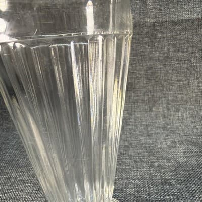Vintage Parfait Ice Cream Sundae Footed Heavy Glass Clear Ribbed 7" Tall - Thumbnail 4