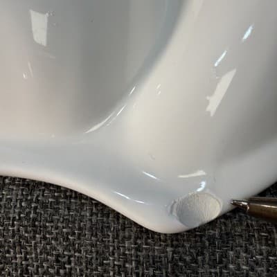 VTG White CLAM SHELL CERAMIC POTTERY ROUND 12" JAPAN CHIP & DIP Platter Chipped - Thumbnail 6