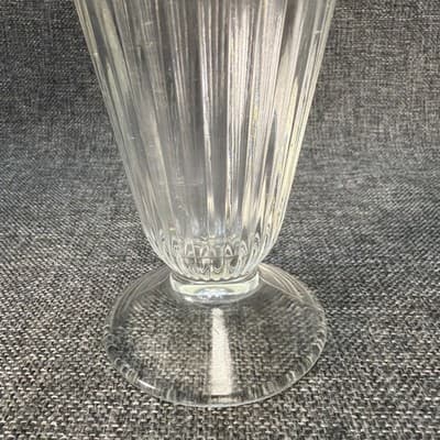 Vintage Parfait Ice Cream Sundae Footed Heavy Glass Clear Ribbed 7" Tall - Thumbnail 2