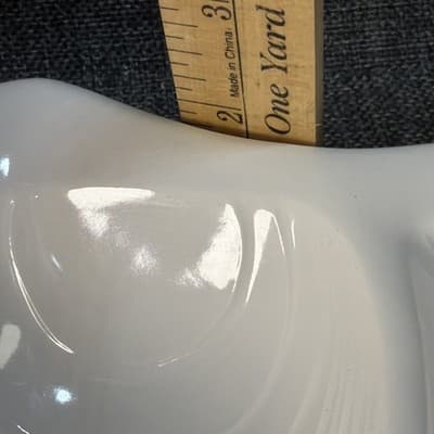 VTG White CLAM SHELL CERAMIC POTTERY ROUND 12" JAPAN CHIP & DIP Platter Chipped - Thumbnail 13