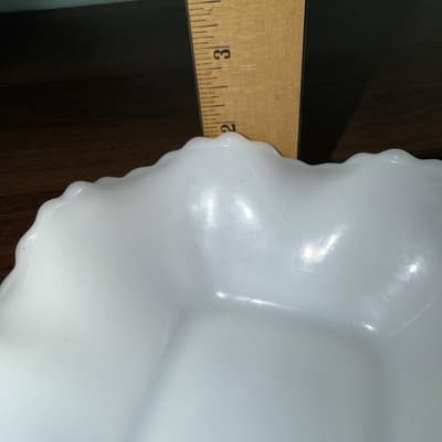 VTG Set 3 Milk Glass Ruffled Edge Diamond Cut Candy Trinket Dish Anchor Hocking - Thumbnail 12