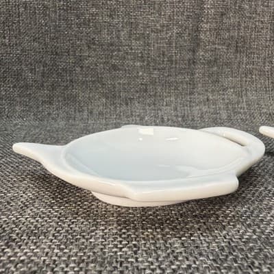 White Ceramic Porcelain Pair Teabag Holders Set/2 Teapot Shaped Tea Vintage HIC - Thumbnail 5