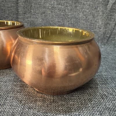 Vintage Copper Plated Bowl Planter F.T.D.A Made In Taiwan 1984 Set Of 3 Matching - Thumbnail 3