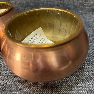 Vintage Copper Plated Bowl Planter F.T.D.A Made In Taiwan 1984 Set Of 3 Matching - Thumbnail 2