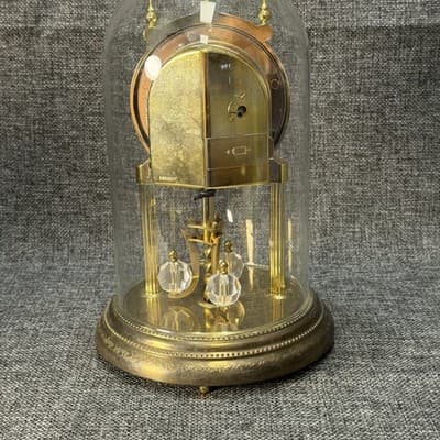 Kundo Anniversary Clock Dome Battery Operated Brass Design Mantel Germany Works - Thumbnail 6