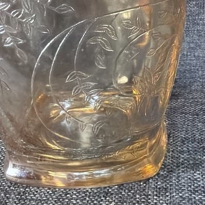 VINTAGE JEANNETTE GLASS Carnival Floragold Louisa Iridescent Pitcher 64oz 9” - Thumbnail 4