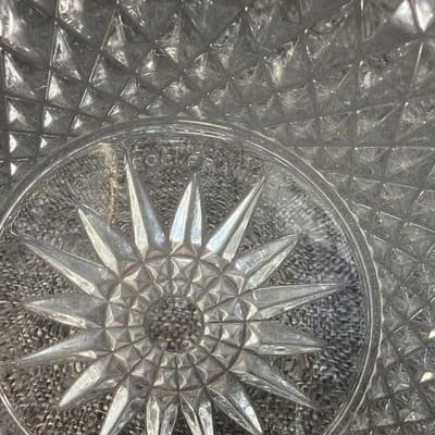 Vintage Diamond Point Arcoroc France Starburst Glass Serving Salad Fruit Bowl 8” - Thumbnail 5