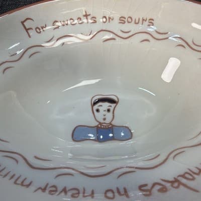 VTG Ruth Price Pennsylvania Dutch Motto Ware Candy Dish For Sweets Or Sours - Thumbnail 3