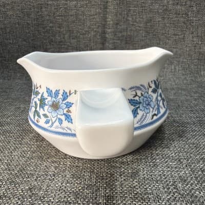 Noritake Progression Large China Blue Moon 9022 Double Spout Gravy Boat JAPAN - Thumbnail 4