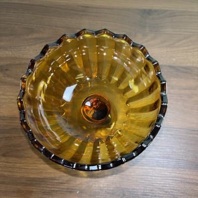Set Of Indiana Glass Tulip Amber Glass Compote/ Pedestal Bowl 7.5" Or Candle VTG - Thumbnail 8
