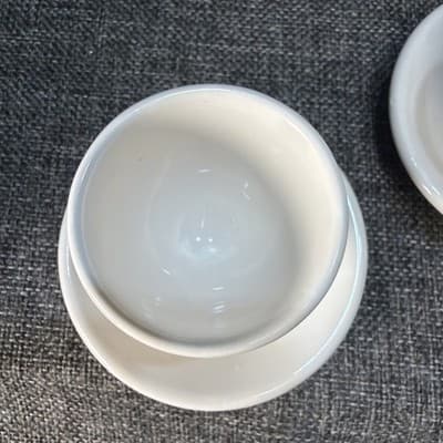 4 Pcs Antique White Ceramic Spoon Rest Egg Cups 3.75" Vintage - Thumbnail 4