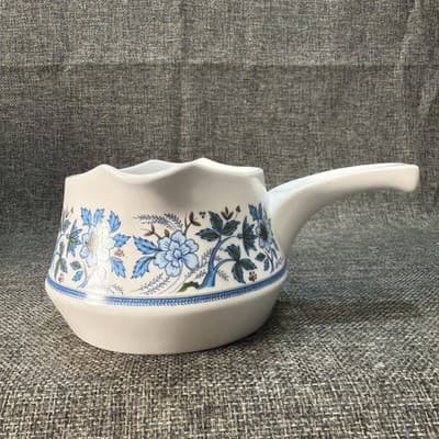 Noritake Progression Large China Blue Moon 9022 Double Spout Gravy Boat JAPAN - Thumbnail 3