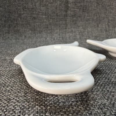 White Ceramic Porcelain Pair Teabag Holders Set/2 Teapot Shaped Tea Vintage HIC - Thumbnail 6