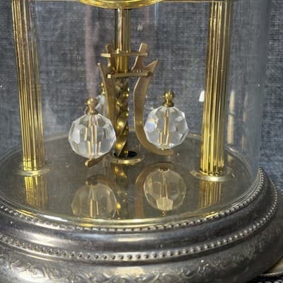 Kundo Anniversary Clock Dome Battery Operated Brass Design Mantel Germany Works - Thumbnail 3