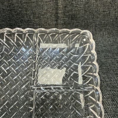Vtg 7.5" Clear Square Glass Art Deco 3-Part Divided Relish Tray Plate Trinket - Thumbnail 6