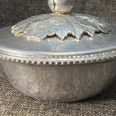 Vintage Continental Silver Wild Rose W Pyrex 465 Dish # 1057 Aluminum Bowl w Lid - Thumbnail 13