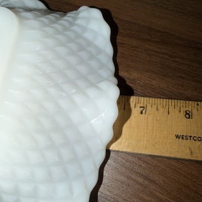 VTG Set 3 Milk Glass Ruffled Edge Diamond Cut Candy Trinket Dish Anchor Hocking - Thumbnail 11
