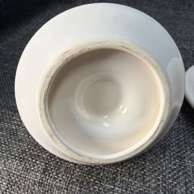 4 Pcs Antique White Ceramic Spoon Rest Egg Cups 3.75" Vintage - Thumbnail 6