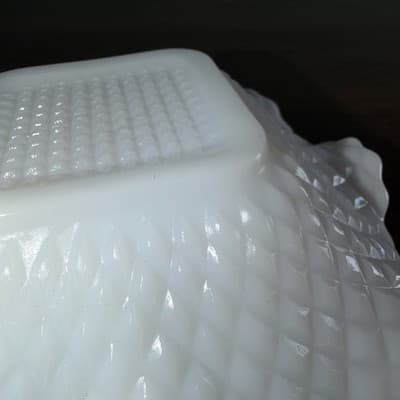 VTG Set 3 Milk Glass Ruffled Edge Diamond Cut Candy Trinket Dish Anchor Hocking - Thumbnail 10