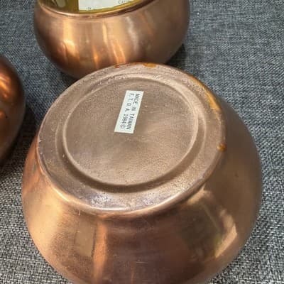 Vintage Copper Plated Bowl Planter F.T.D.A Made In Taiwan 1984 Set Of 3 Matching - Thumbnail 5