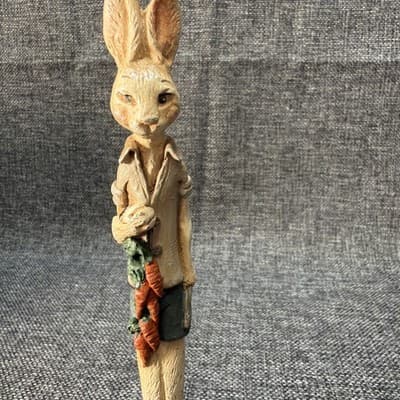 1992 Early Jim Shore Farmer Carrots Pencil Rabbit Statue 7” Easter Bunny Crk1059 - Thumbnail 2