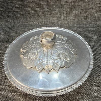 Vintage Continental Silver Wild Rose W Pyrex 465 Dish # 1057 Aluminum Bowl w Lid - Thumbnail 2
