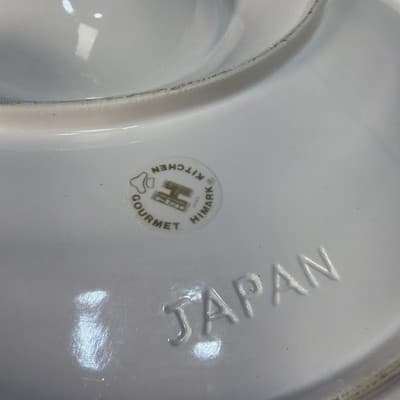 VTG White CLAM SHELL CERAMIC POTTERY ROUND 12" JAPAN CHIP & DIP Platter Chipped - Thumbnail 9