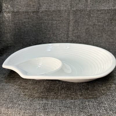 VTG White CLAM SHELL CERAMIC POTTERY ROUND 12" JAPAN CHIP & DIP Platter Chipped - Thumbnail 5