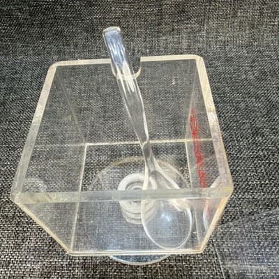 Vtg 1970s Lucite Acrylic Snacks Canister Jar Swivel Lid Countertop Scoop Spoon - Thumbnail 6