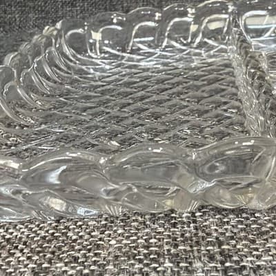 Vtg 7.5" Clear Square Glass Art Deco 3-Part Divided Relish Tray Plate Trinket - Thumbnail 8