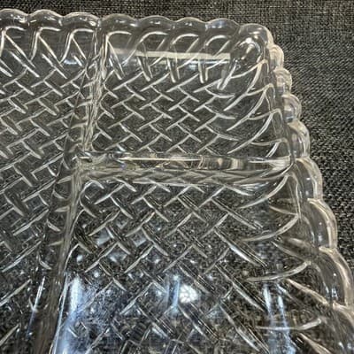 Vtg 7.5" Clear Square Glass Art Deco 3-Part Divided Relish Tray Plate Trinket - Thumbnail 7