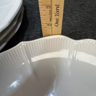 Vintage Japanese Porcelain Lotus Bowls Plates Set Of 4 White Ceramic Decorative - Thumbnail 15