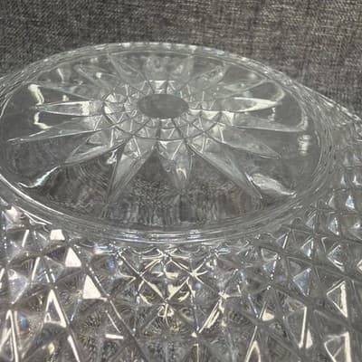 Vintage Diamond Point Arcoroc France Starburst Glass Serving Salad Fruit Bowl 8” - Thumbnail 7