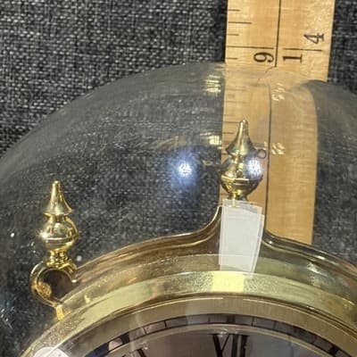 Kundo Anniversary Clock Dome Battery Operated Brass Design Mantel Germany Works - Thumbnail 16