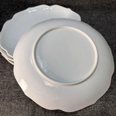 Vintage Japanese Porcelain Lotus Bowls Plates Set Of 4 White Ceramic Decorative - Thumbnail 19