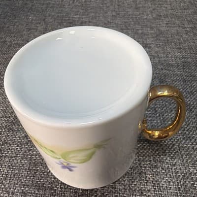 Vintage Hand Painted Porcelain Woodland Mug Signed P Walter Mushroom Bunny Gold - Thumbnail 11