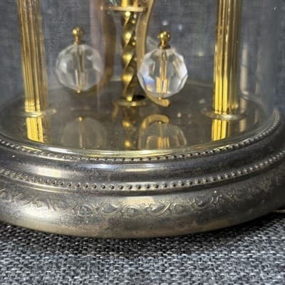 Kundo Anniversary Clock Dome Battery Operated Brass Design Mantel Germany Works - Thumbnail 4