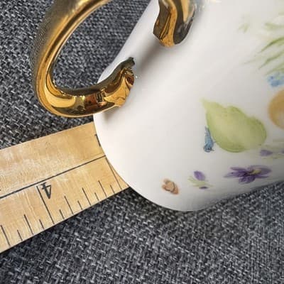 Vintage Hand Painted Porcelain Woodland Mug Signed P Walter Mushroom Bunny Gold - Thumbnail 13